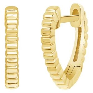 Brand New Ron Hami 14k Gold Coil Textured Heart Huggie Hoop Earrings